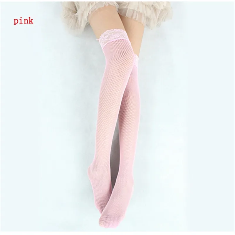 Women Sexy Perspective Stockings Elastic Lace Hollow Fishnet Thigh High Stockings