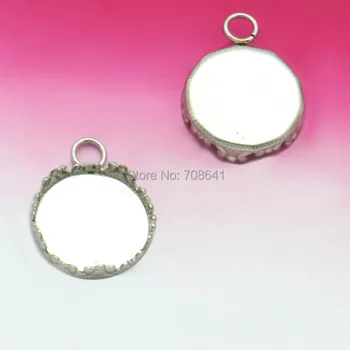 

12mm Blank Stainless Steel Round Crown Bezel with a Loop Pendant Bases Settings Glass Cabochon Connector Pendant DIY Findings