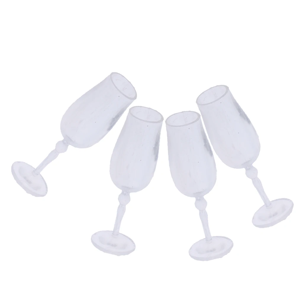 Dollhouse Goblets (4pcs), Mini Wine Glasses, Juice Cups Mugs for 1:12 Dolls House Furnishings Decor Kits