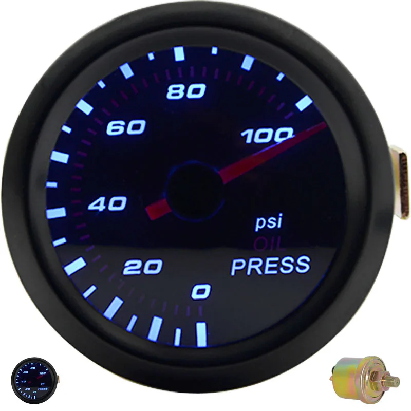 2" 52MM Universal Oil Pressure Car Gauge 0 100PSI Meter Auto Blue LED