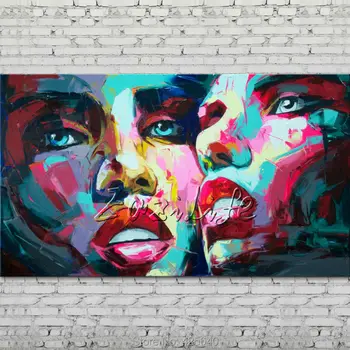 

Palette knife portrait Face Oil painting Character figure canva Hand painted Francoise Nielly Art picture room 13-(1)