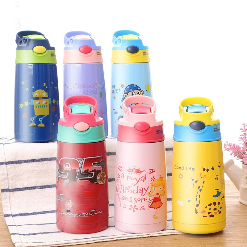 

New 400ML baby's stuff vacuum Hot water bottle handgrip children Powdered Milk kettle Stainless steel 304 straw thermos flasks