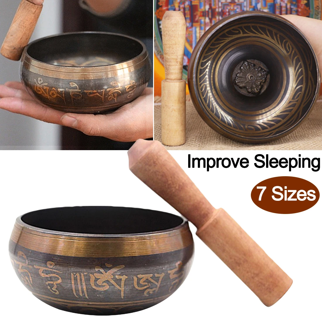 Nepalese Buddhist scriptures Tibetan Bowl Sing Bowl Nepalese Buddhist Tibetan Chanting Yoga Meditation Bowl Sound therapy