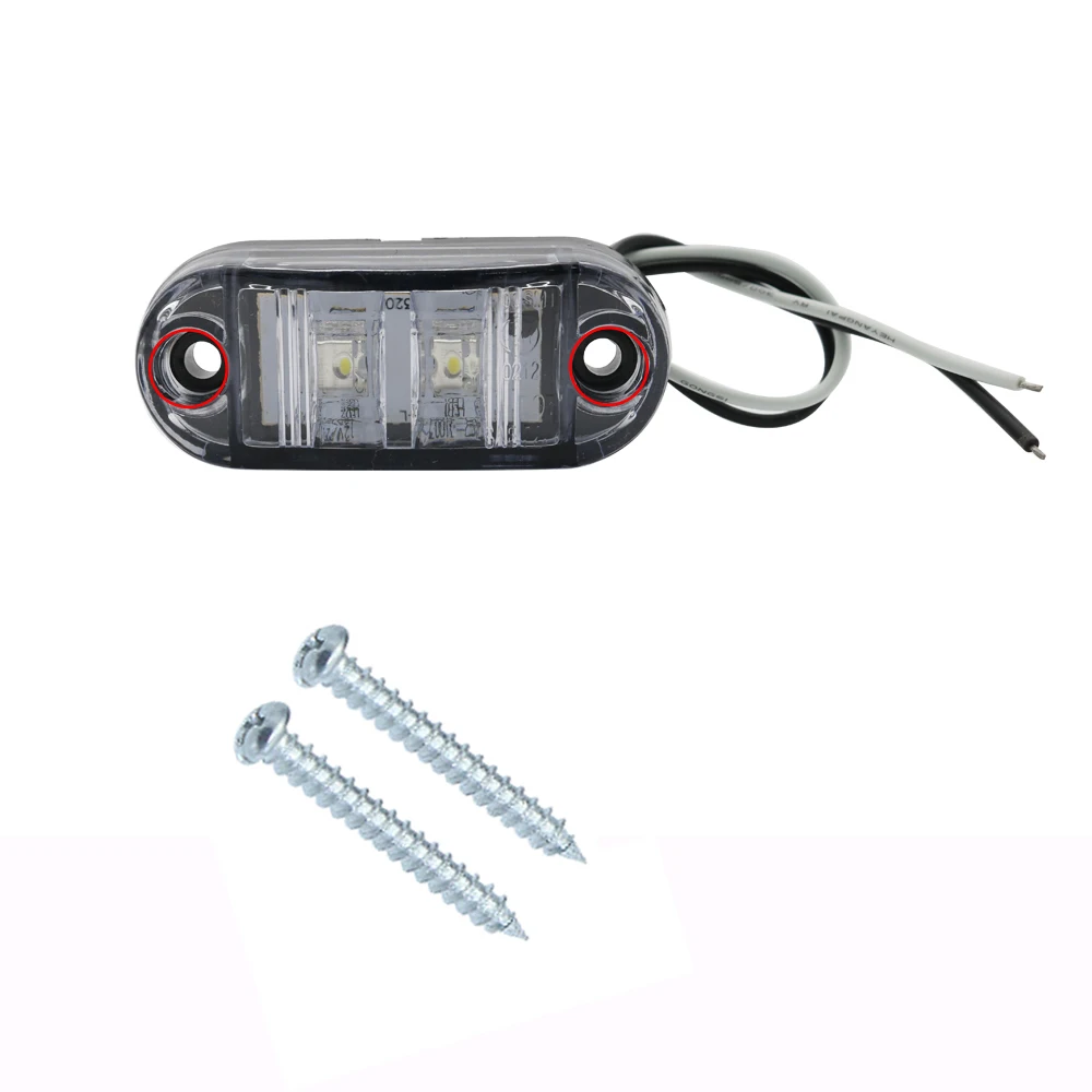 

2Pcs 12V LED Car Side Marker Tail Light White color 24V Trailer Truck Lamp 4 pcs screws