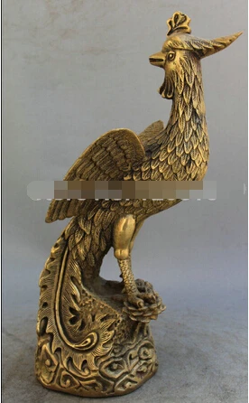 SUIRONG 330 + 10 "Китайская латунь животное Феникс Фанг Хван Фэн Хуан птица скульптура