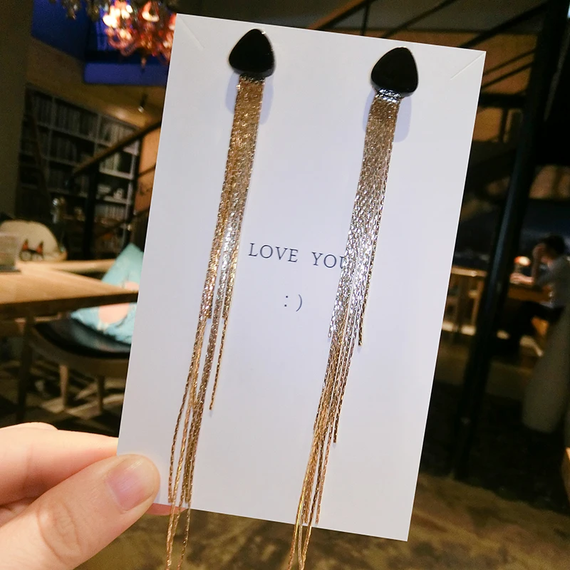 

Long tassel earrings female temperament Korean personality popular popular female earrings