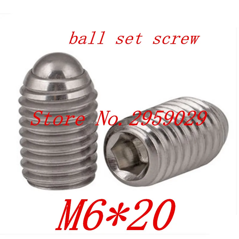 20pcs/lot M6*20 6mm Stainless steel 304 Hex Socket Spring Ball Plunger