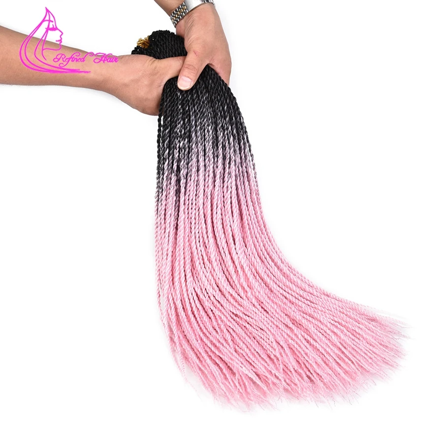 

Refined Ombre pink Crochet Senegalese Twist Braids Hair Synthetic Ombre Hair For African American Ombre Braiding Hair Extensions