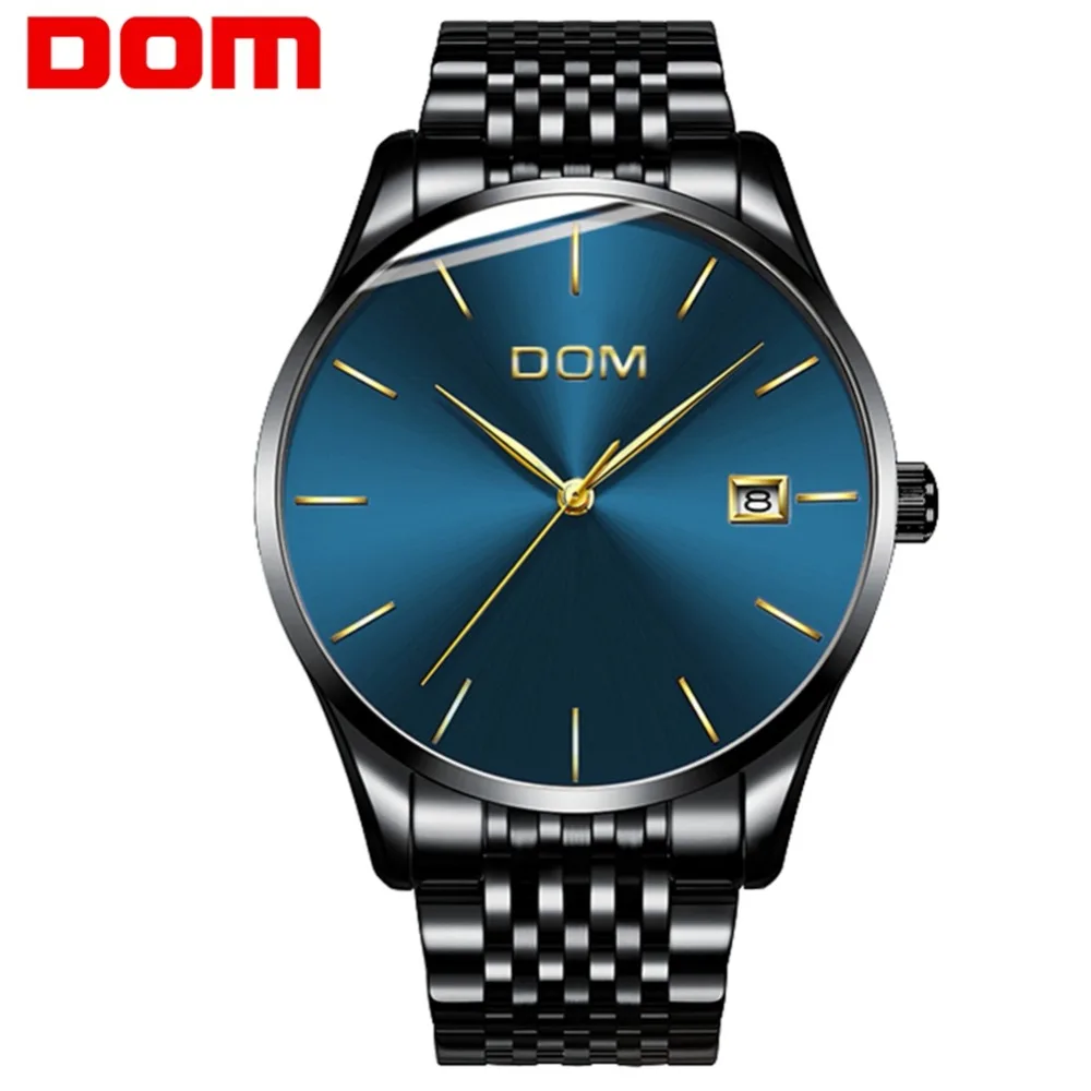 DOM мужские минималистичные повседневные кварцевые часы ультра-тонкий дизайн