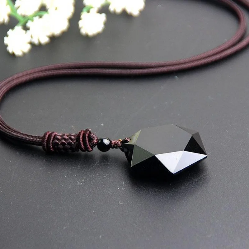 Genuine Obsidian Stone Pendants Six Stars Pendant Energy Stone