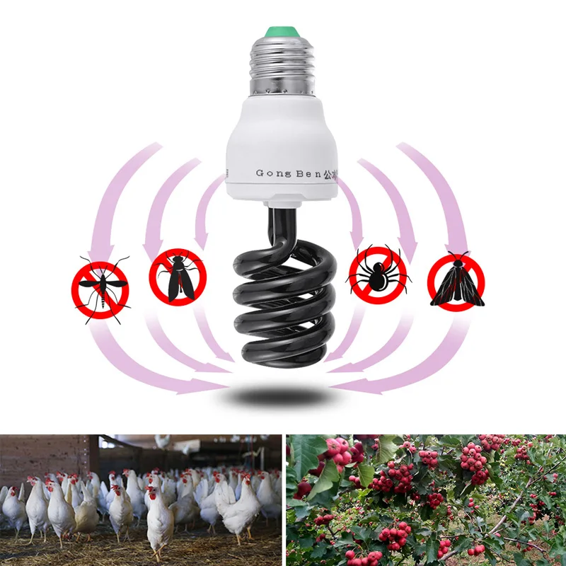 220V E27 15 40W UV светильник лампа ультрафиолетовая дневного света обнаружения CFL