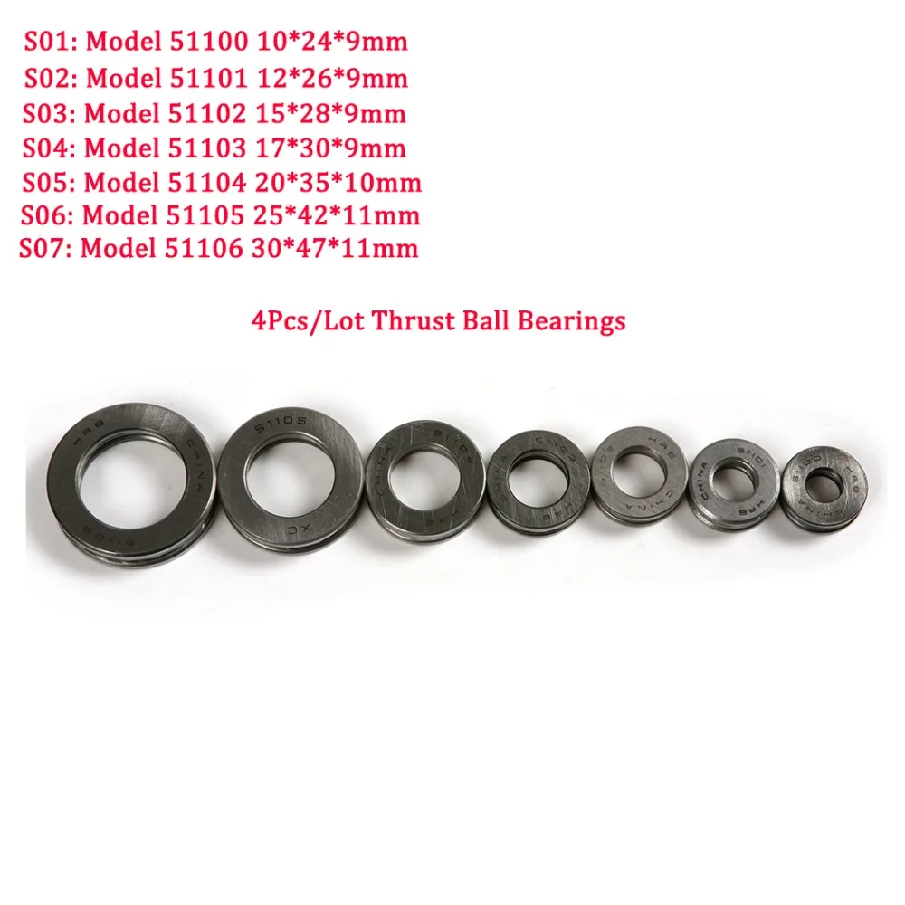 Hot Bearing Steel 4Pcs/Lot Bearing Inner Diameter 10/12/15/17/20/25