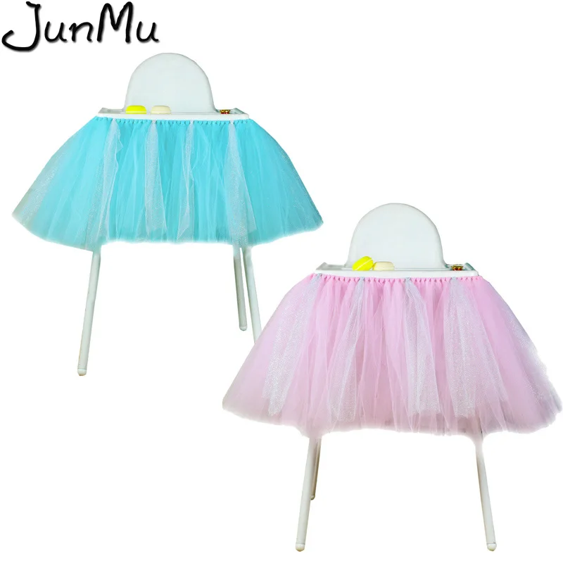  Lace Tulle Table Skirts High Chair Decor Baby Shower Decorations for Boys Girls Party Set 1st Birth