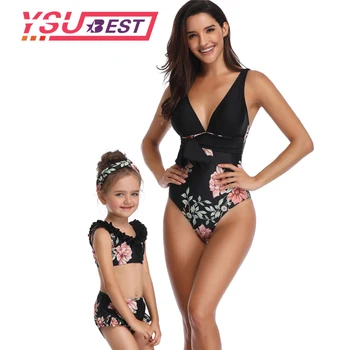 

2020 Mommy and me Family Match Swimwear Mother Daughter Bikini Bahitng Swimsuit New Brachwear Mother and Girls Swimming Clothing