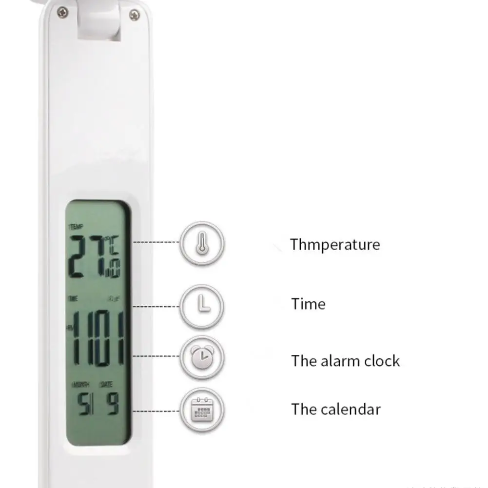 HobbyLane 4 Вт USB светодиодный Настольный светильник, Регулируемая Складная Настольная лампа с будильником, температурный календарь, атмосферное освещение для учебы