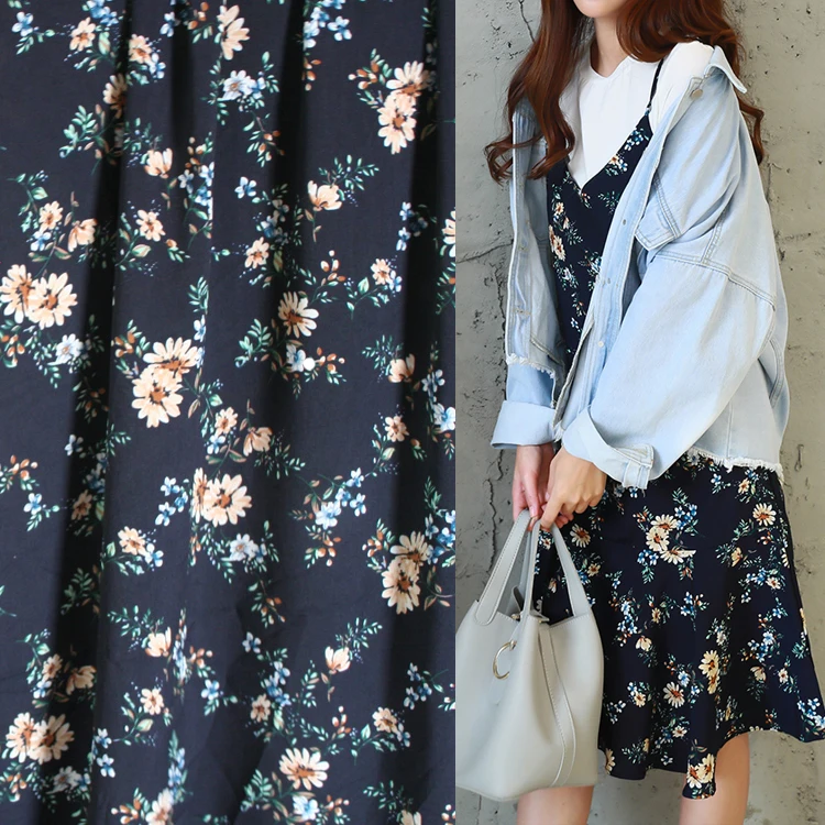Chrysanthemum printed fabric meter 145 cm non-perspective chiffon material soft dress polyester child fabrics | Дом и сад