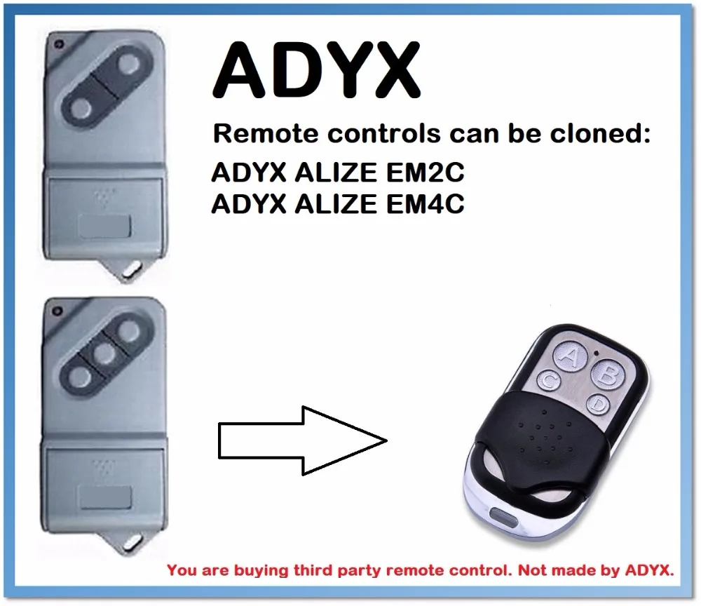

ADYX Garage Door/Gate Universal 4-Channel Remote Control Duplicator 433.92MHz .(only for 433.92mhz fixed code)