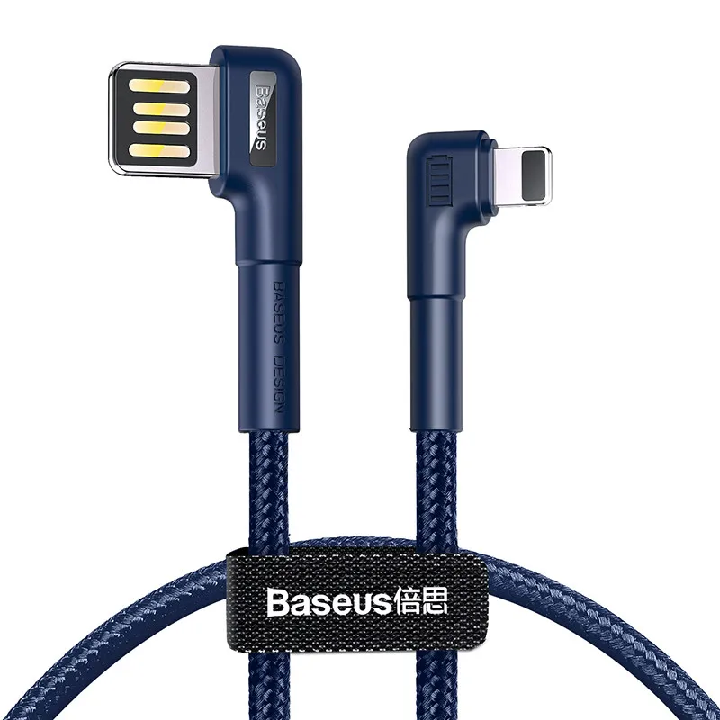 Baseus двойной L изгиб дизайн USB кабель для iPhone 2.4A быстрое зарядное устройство кабель передачи данных для iPhone Xs X XR 8 7 6 Plus - Цвет: Синий