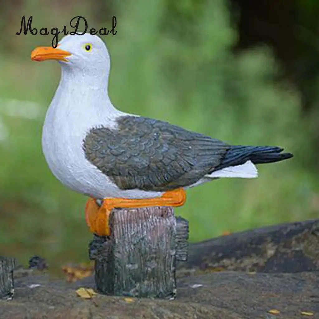 MagiDeal 1 Piece Seagull Sea Wild Bird Model Statue Figurine Crafts Figure Ornament Miniatures Garden Lawn Decor