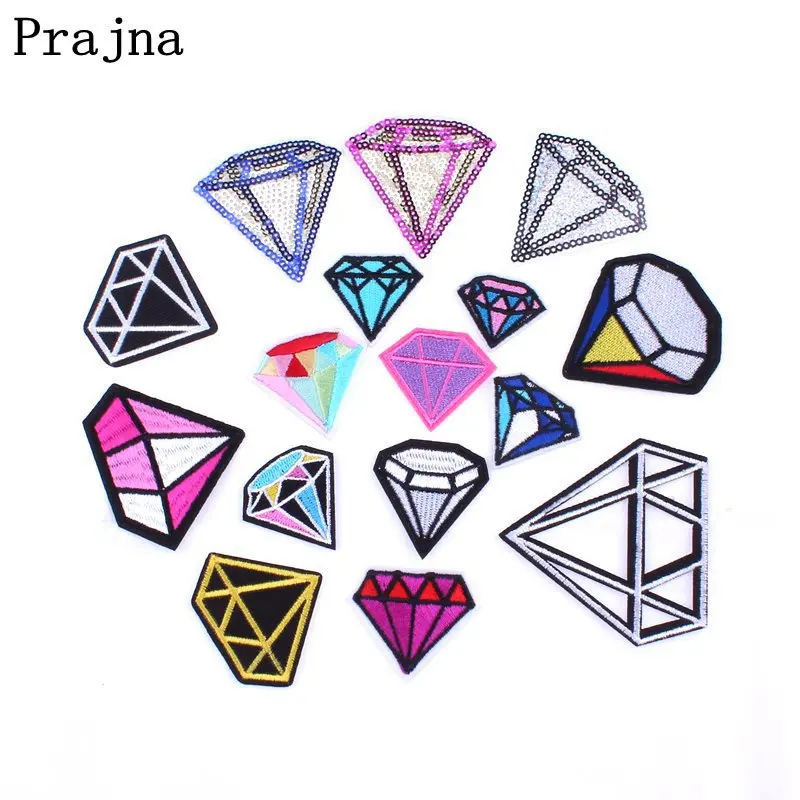 

Prajna Patches Made Of Cloth Applique Colorful Diamond Blue Black Sequin Iron Or Sewing Patch For Fashion Woman Girl Dress DIY