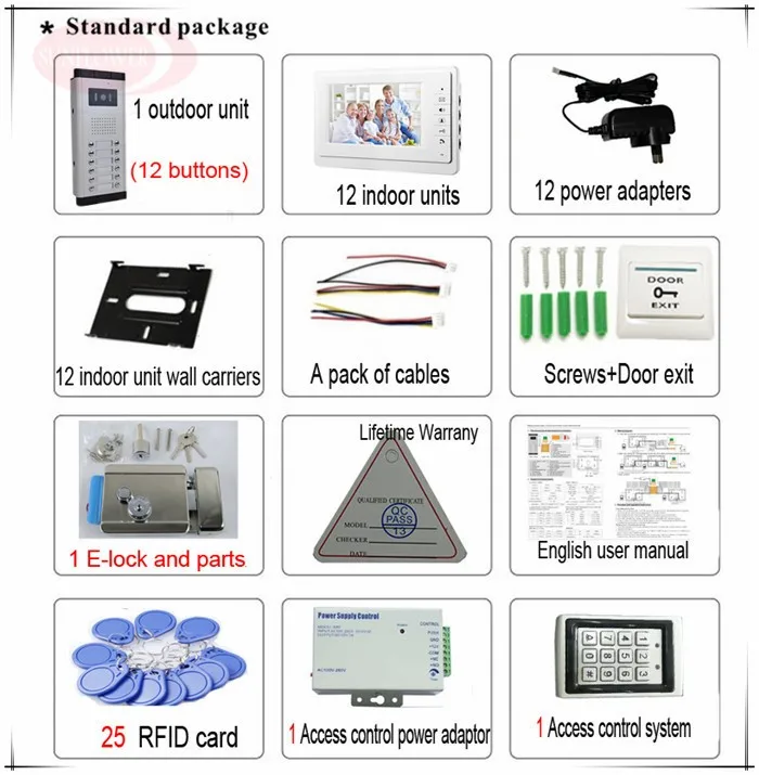 12 кнопок цветной видеодомофоны домофон системы s 12 lcd безопасности дверной Звонок для 12 квартиры + система контроля доступа + электронный