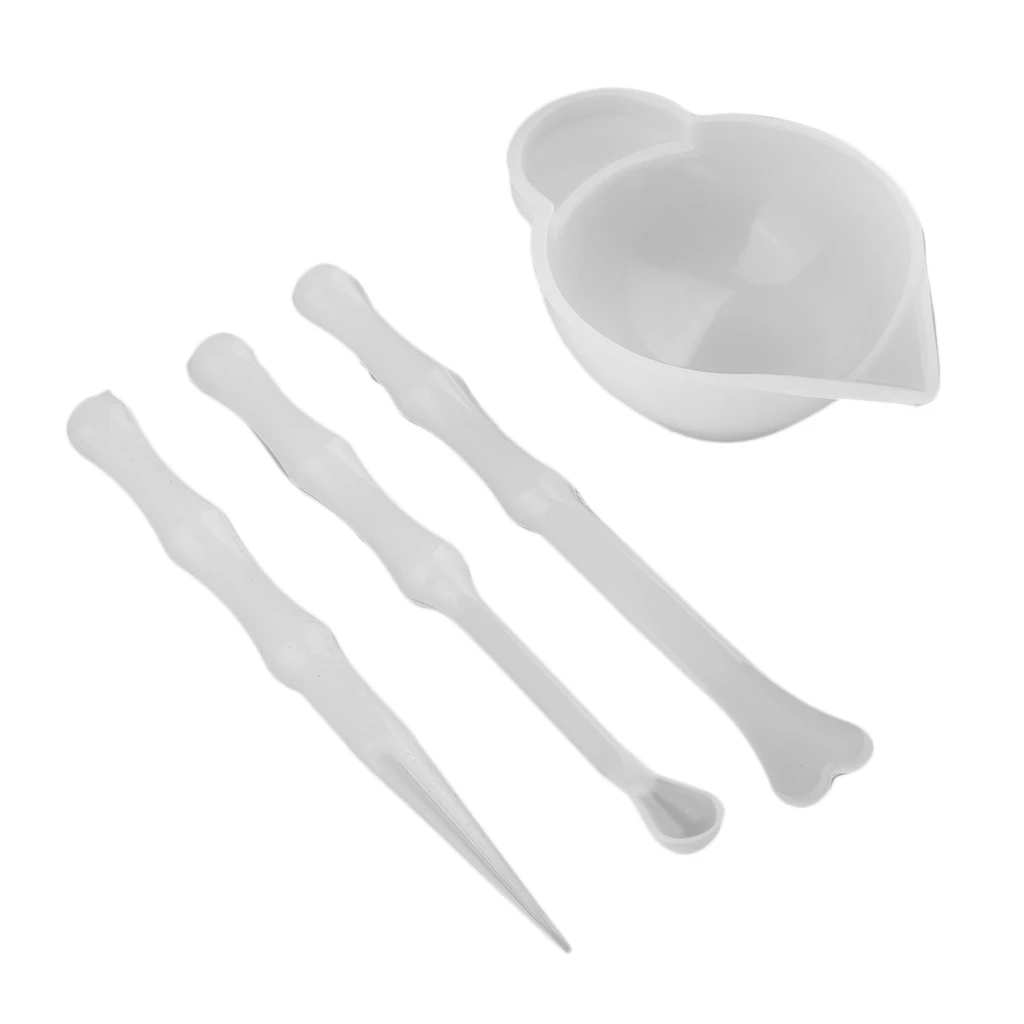 4pcs UV Resin Color Mixing Silicone Cup Mini Silicone Mixing Dish and Stirrers Epoxy Resin DIY Casting Jewelry Craft Tools