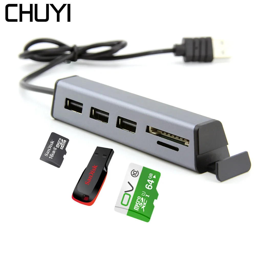 Концентратор с 3 портами USB 2 0 адаптер для чтения карт Micro SD/CF мульти разветвитель