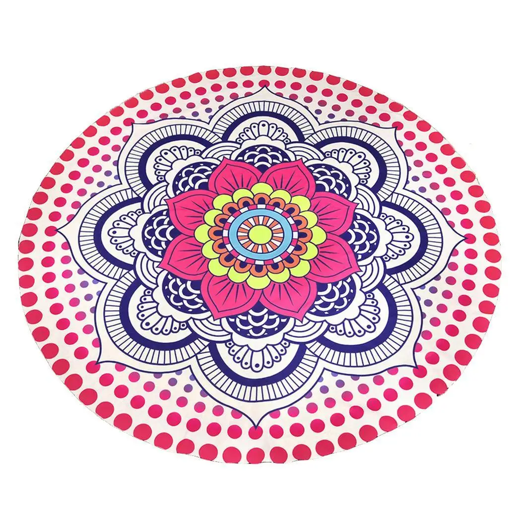 Круглый гобелен пляж бросок Коврик для йоги Boho Roundie настенный - Цвет: Purple