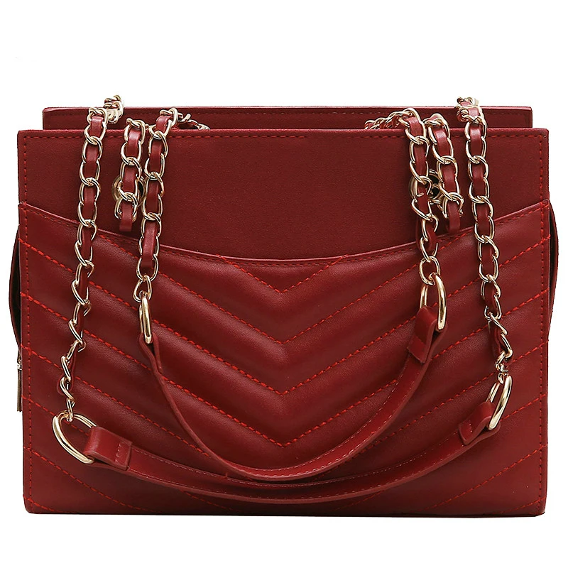 

European Fashion Female Tote bag 2019 New High Quality PU Leather Women's Designer Luxury Handbag Chain Shoulder Messenger bags