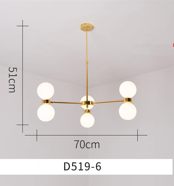 Post современный блеск пластина золото G9 Led Люстра для фойе матовые стеклянные шары подвеска люстра Внутреннее освещение - Цвет абажура: 6 light D70 H51cm