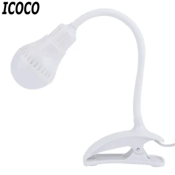 

ICOCO 1pc Super Bright LED Desk Clip Lamp USB Rechargeable Table Reading Lamp Student 360 degree bendable Light New Arrival Sale