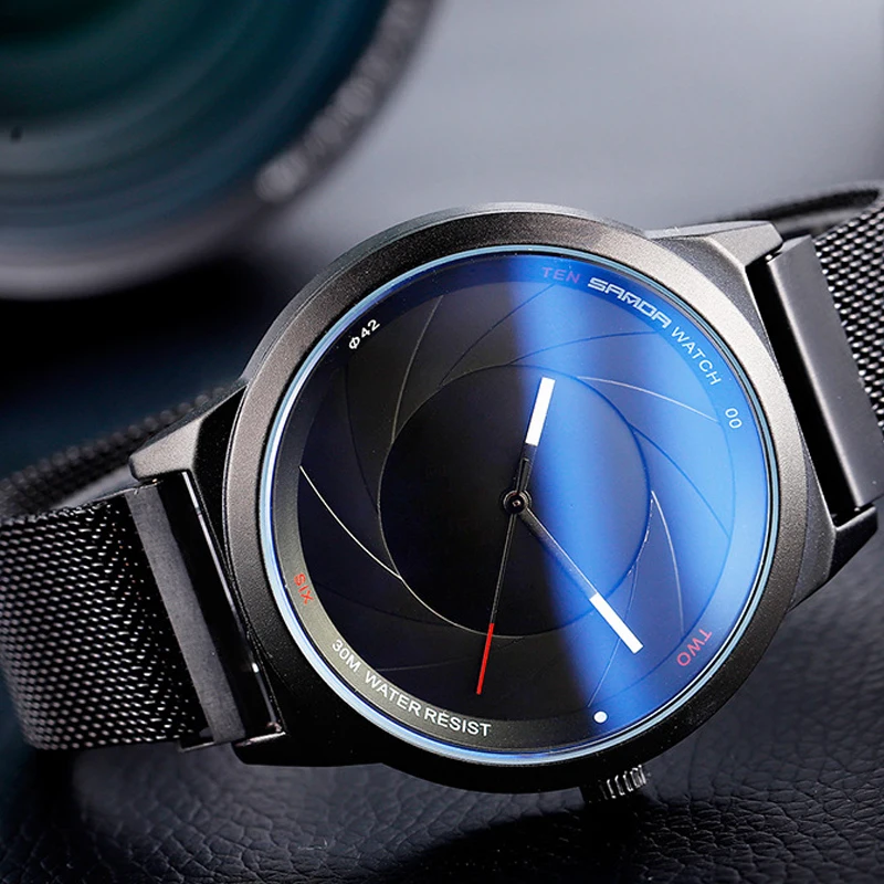

2019 Camera Style Creative Men Watch Casual Black Male Military Watches Men Clock Luxury Magnet Buckle waterproof wristwatch