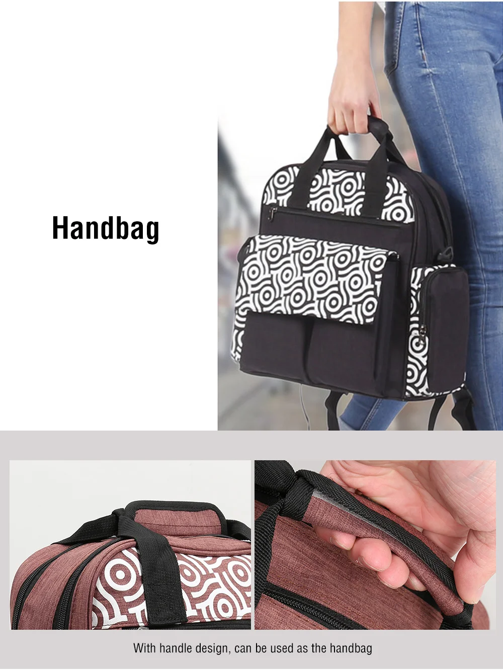 Diaper Bags Large Capacity Backpack Travel Diaper Organizer Bag (8)