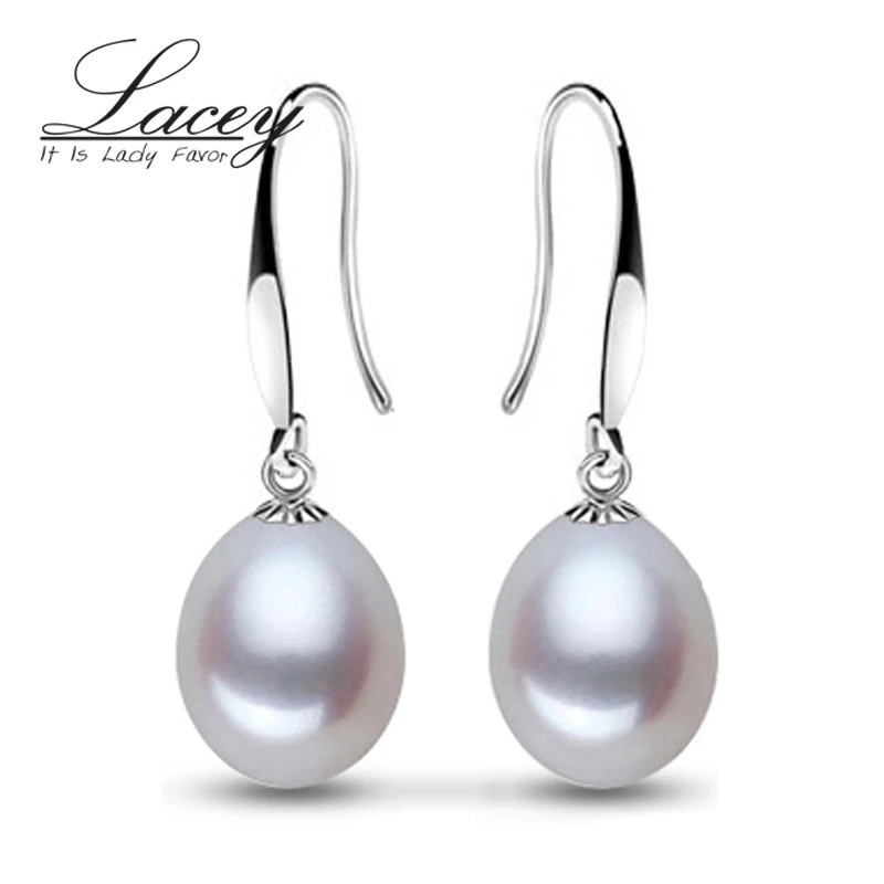 Wedding Real Freshwater Drop Earrings for Women,Trendy White Natural Pearl Earrings Silver 925  Bridal Gift janevini 2019 waterfall macaron wedding bouquet flowers pink purple rose artificial water drop pearl bridal bouquet de mariee