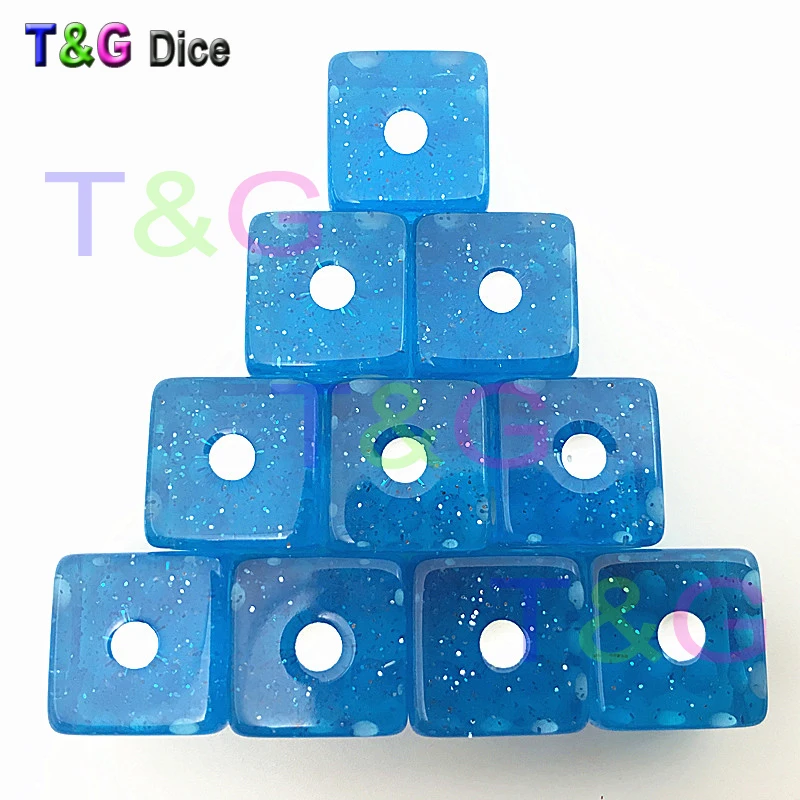 10PCS 12MM High Quality Dice Marbled Transparent Solid Glitter effect in square corners Plastic cube d6 Gambling