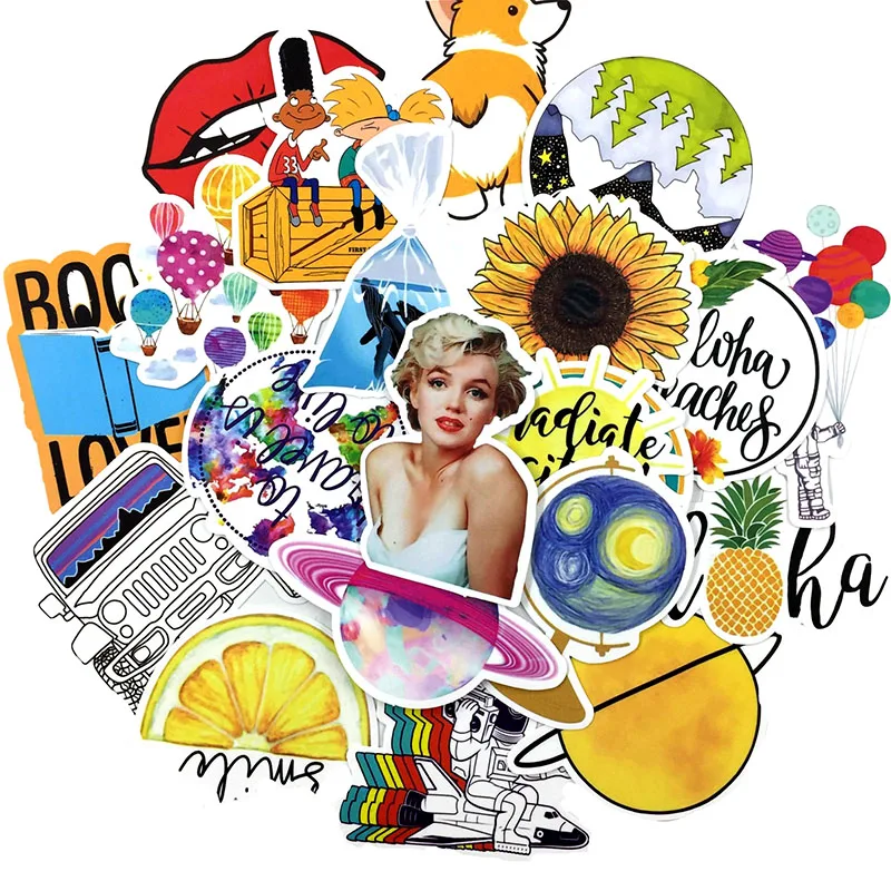 53 قطعة جميل فتاة سلسلة الكرتون ملصق مضاد للمياه لأجهزة الكمبيوتر المحمول سيارة الهاتف الأمتعة الدراجة صائق الحائط لوح التزلج اللعب ملصقات