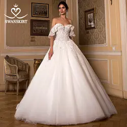 Swanskirt сексуальное свадебное платье с открытой спиной 2019 аппликации бисером бальное платье Принцесса Часовня Поезд невесты платье Vestido de novia
