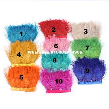 

10yards each color Peacock feather trim about 15cm colorful peacock feather fringes trimming For Costume