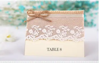

Wedding Table Cards Jute Burlap Reception Table Card With Lace Rustic Wedding Table Numbers Vintage Banquet Decoration