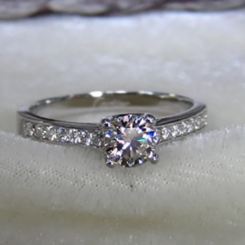 

Real Gold 14K Jewelry Elegant Design 0.5CT Semi Mount G14K Diamond Wedding Ring Micro Paved White Gold Fine Jewelry