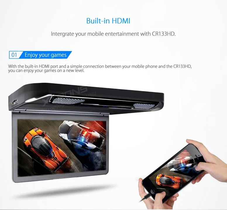 Perfect 13.3" Black Color Car Roof DVD Flip Down Car DVD Roof Mount Car DVD with Built-in HDMI Input & 1920*1080 HD Resolution 10 Perfect 13.3" Black Color Car Roof DVD Flip Down Car DVD Roof Mount Car DVD with Built-in HDMI Input & 1920*1080 HD Resolution 10