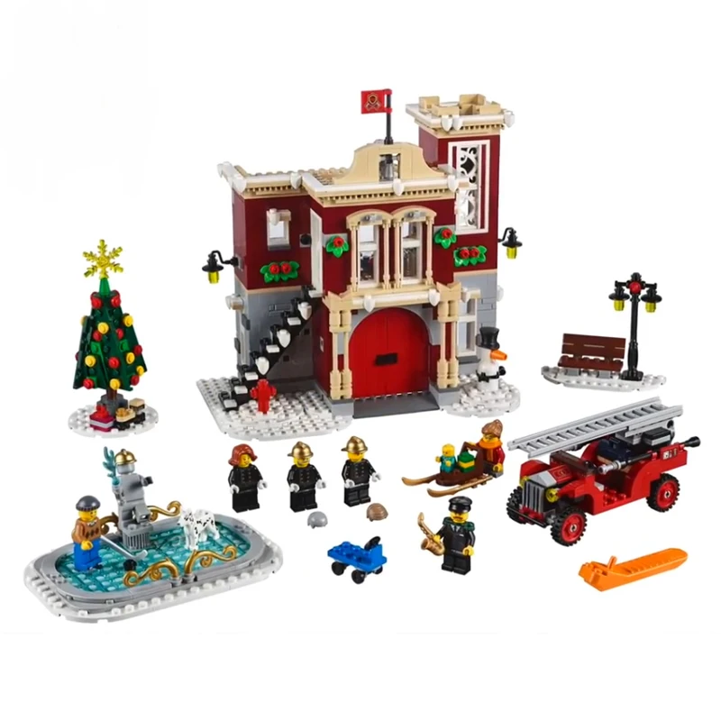 

New Creator Set Compatible Legoingly Creator Fire Station Model Building Kit Blocks DIY Bricks Education Toys Christmas Gifrts
