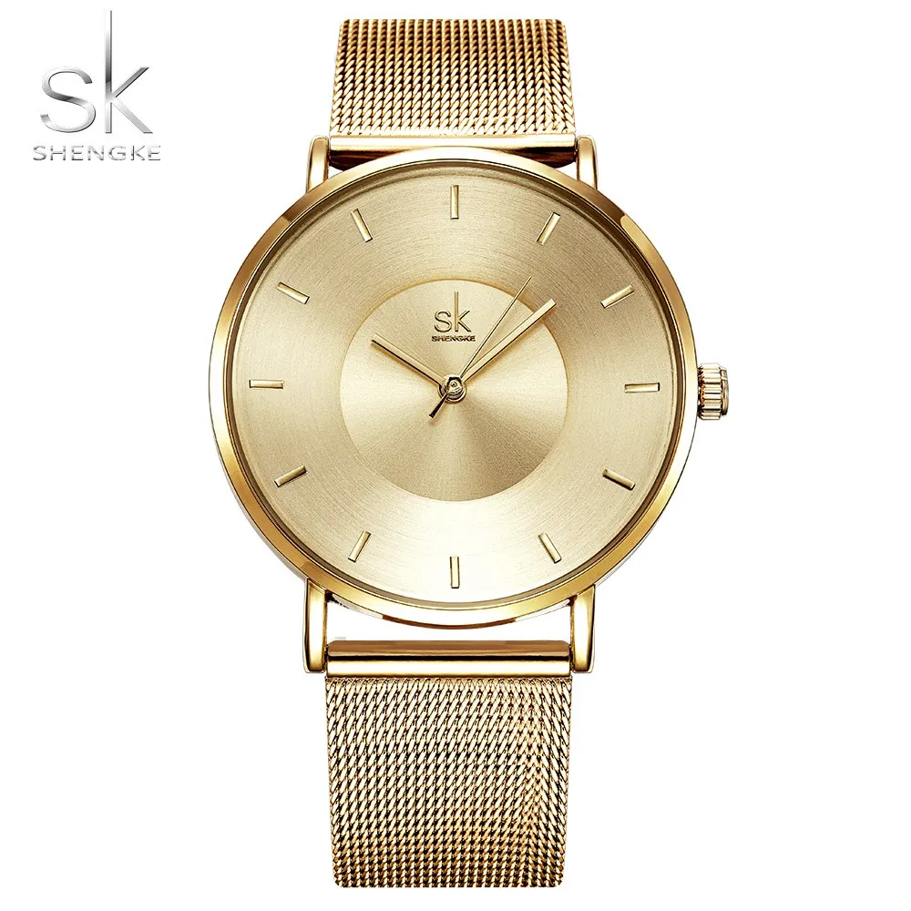 

Rose Ultra Thin Bracelet Women's Fashion Watch 2018 Hot Lady Minimalist Design j Full Color Metal Clock Quartz Watch SK