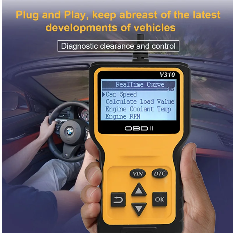 

6 Languages V310 OBD2 Car Diagnostic Interface OBD II EOBD CAN Auto Code Scan Tool 16Pin OBDII Male Scanner For cars after 1999