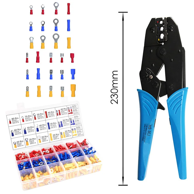 Heschen Ratchet Crimper Tool - HS-30J Insulated Terminal Crimper For 10-20 AWG Wires