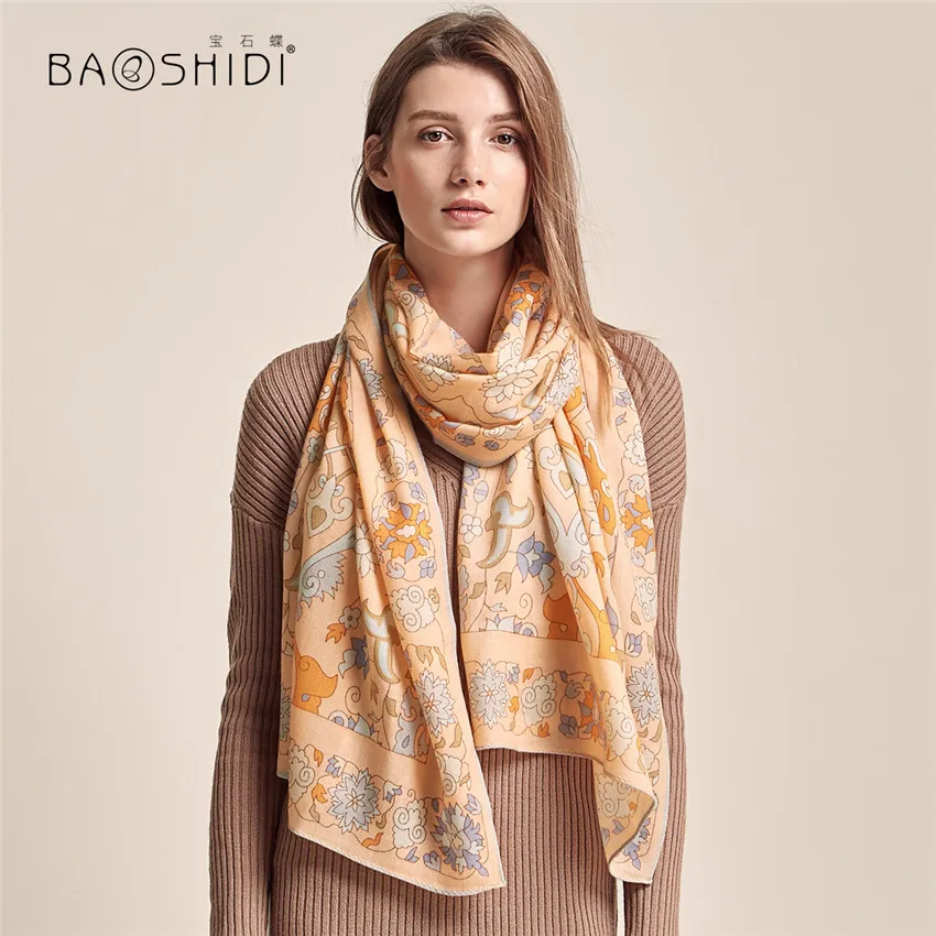 [BAOSHIDI] модный дизайнерский шарф, длинный женский шарф из шерсти, элегантная теплая шаль, женская зимняя мягкая бандана - Цвет: 2113181842