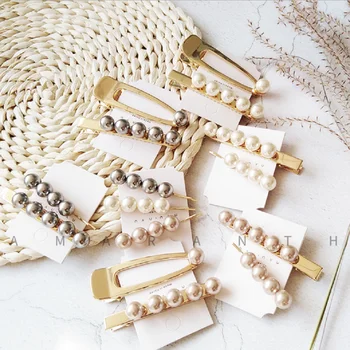 

2Pcs/Set Hot Pearl Metal Hair Clips Hairband Bobby Pin Barrette Hairpin Women Girl Headdress Accessories Beauty Styling Tools