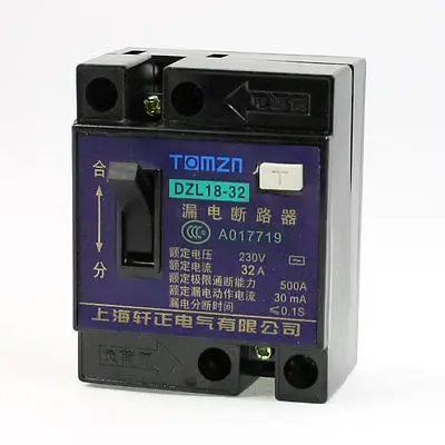 

DZL18-32 AC 230V 32A 1 Pole 1P On/Off Switch ELCB Earth Leakage Circuit Breaker