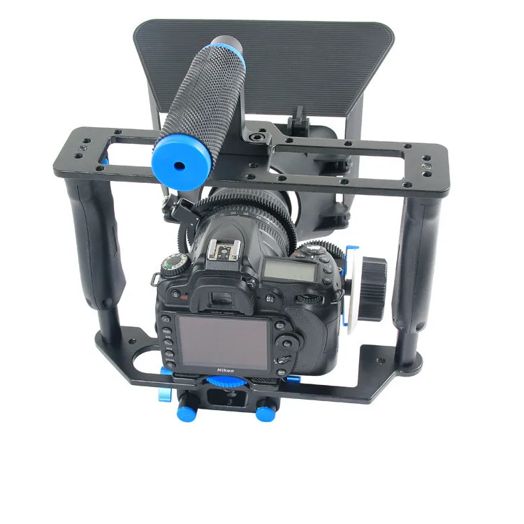 Профессиональный ручной DSLR Rig Клетки для камеры комплект+ Матовая коробка+ Приборы непрерывного изменения фокусировки камеры кино Плёнки Поддержка комплект для 5D Mark II III 6D 7D 60D 70D