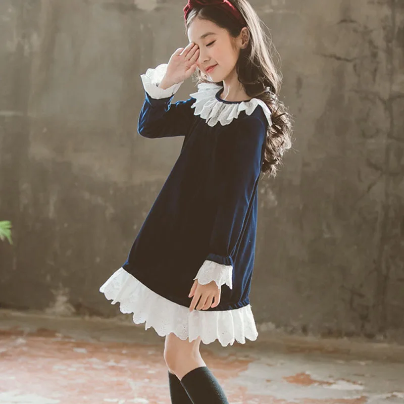 Платье для больших девочек кружевные платья принцессы коллекция года, детская одежда бархатные платья для девочек-подростков, Vestido, Детские праздничные платья для детей возрастом от 10 до 12 лет